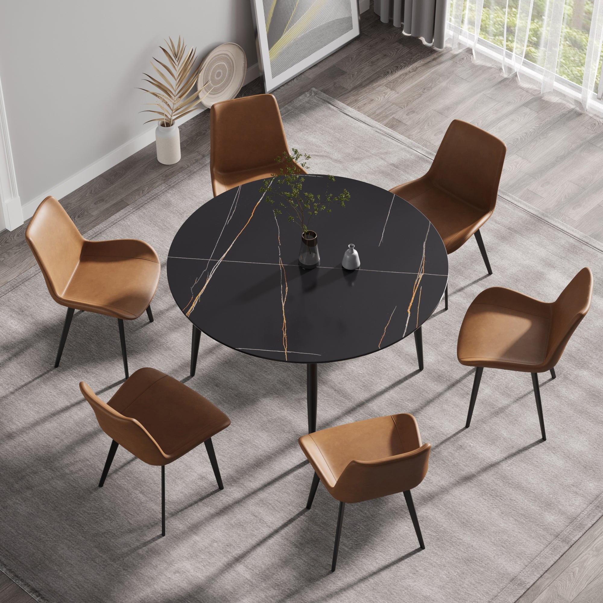 53.15" Modern Artificial Stone Dining Table