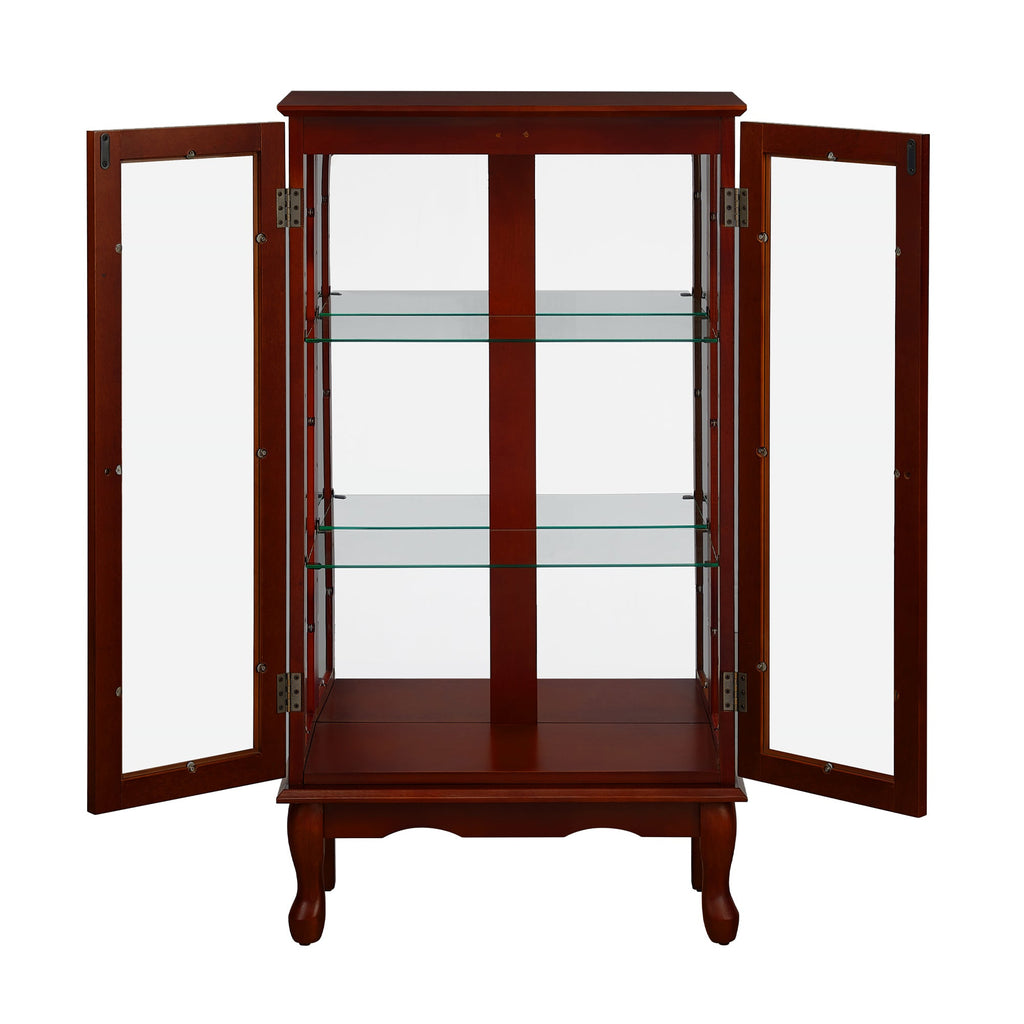 Lighted Cherry Curio Cabinet with Adjustable Shelves