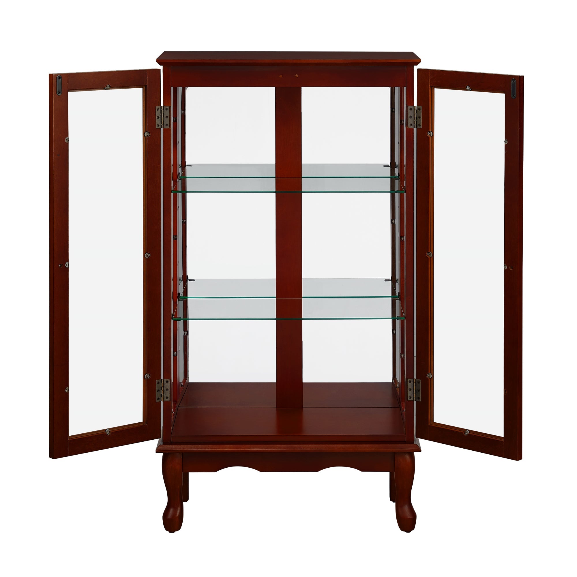 Lighted Cherry Curio Cabinet with Adjustable Shelves