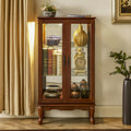 Lighted Curio Cabinet with Adjustable Shelves and Mirrored Back Panel