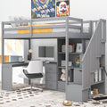 Twin Size Loft Bed with L-Shaped Desk and Drawers