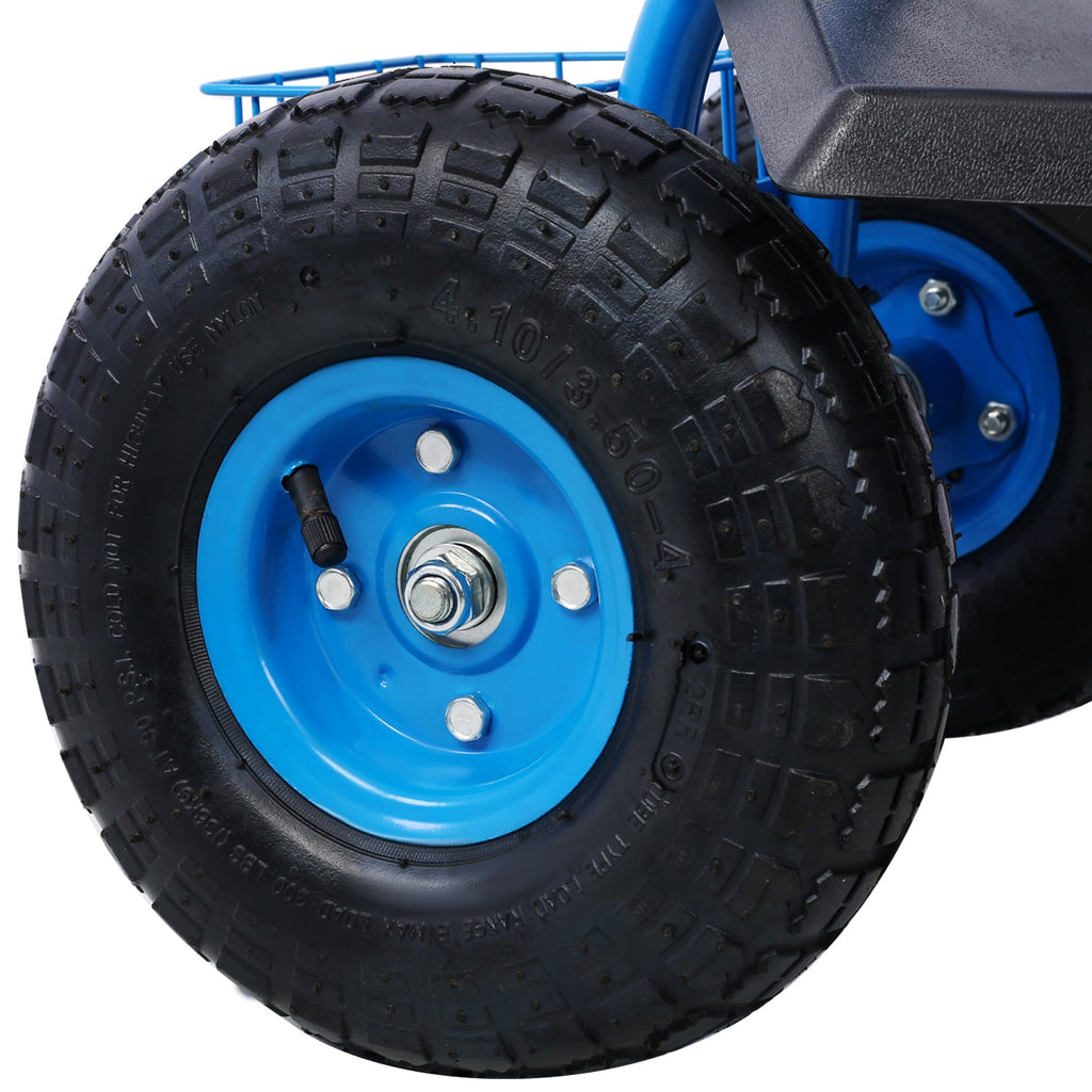 Rolling Garden Scooter Garden Cart Seat with Wheels and Tool Tray