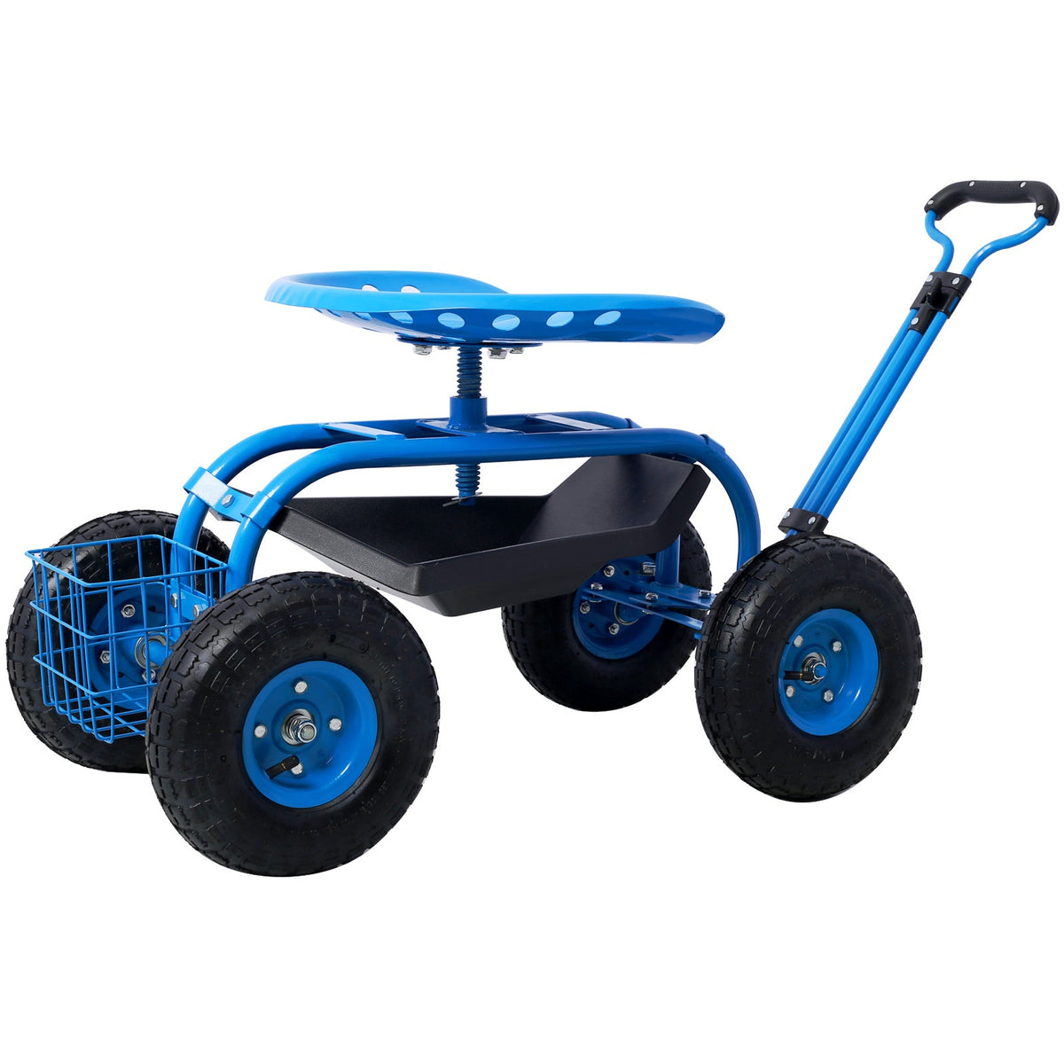 Rolling Garden Scooter Garden Cart Seat with Wheels and Tool Tray