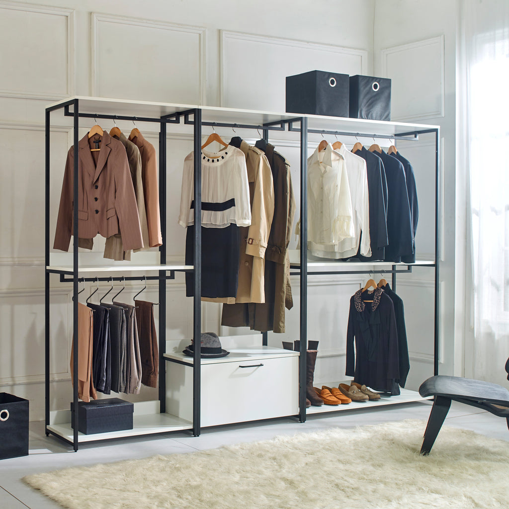 Fiona Wood and Metal Walk-in Closet with One Drawer
