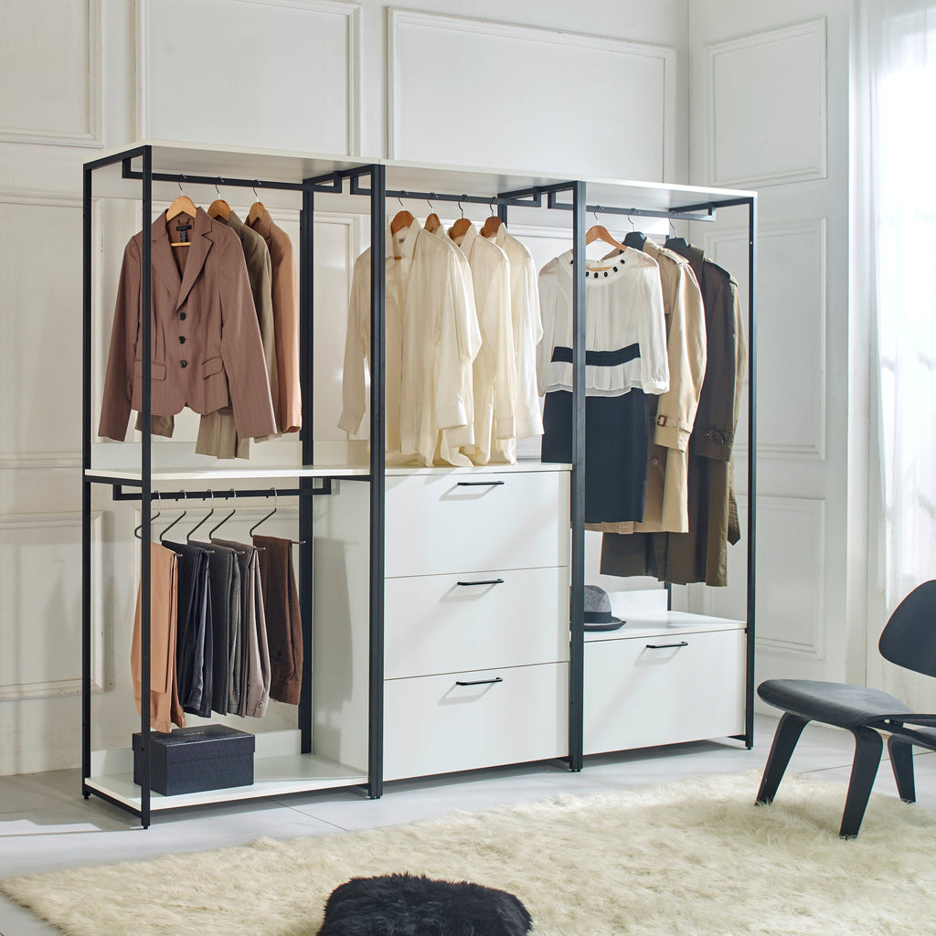 Fiona Wood and Metal Walk-in Closet with One Drawer