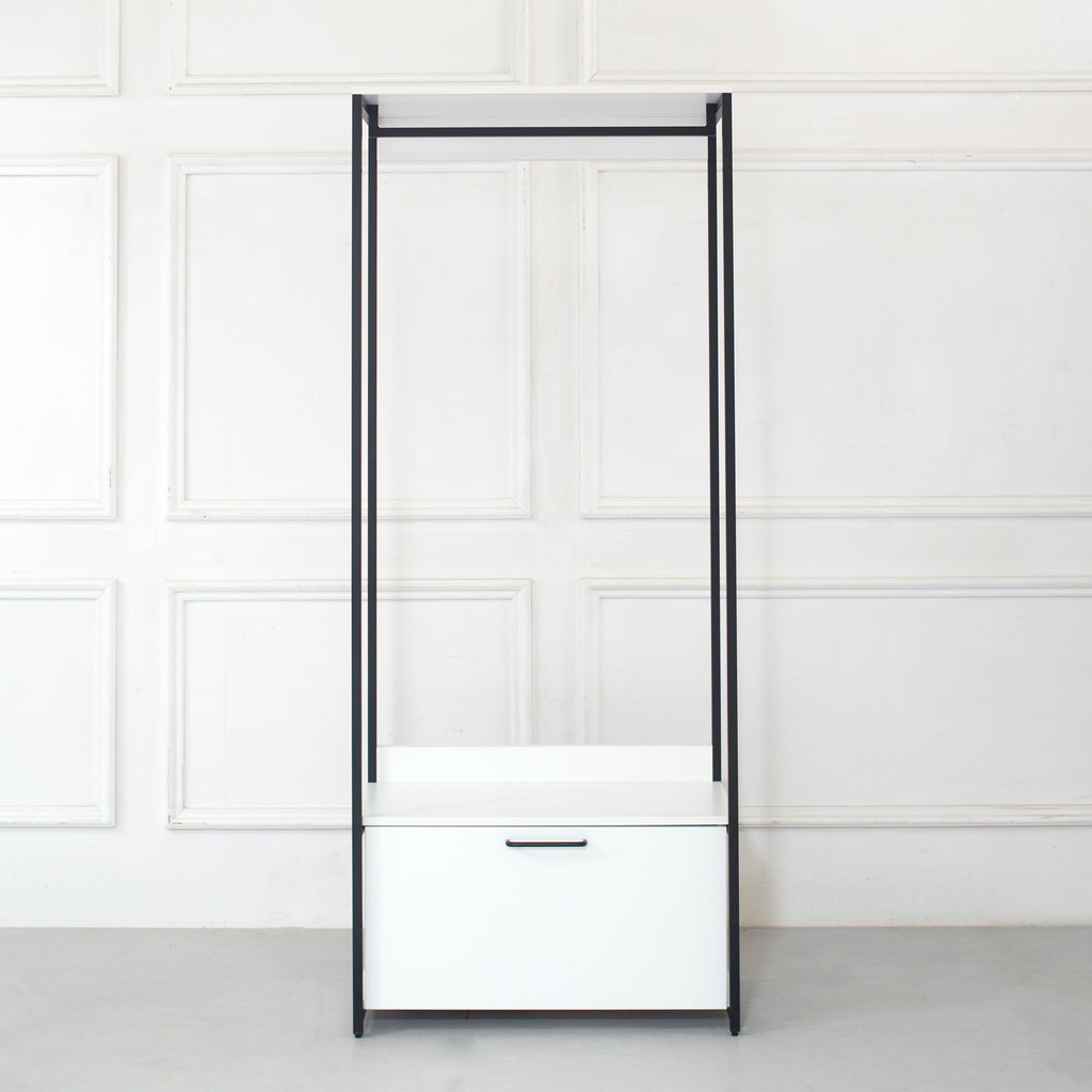 Fiona Wood and Metal Walk-in Closet with One Drawer