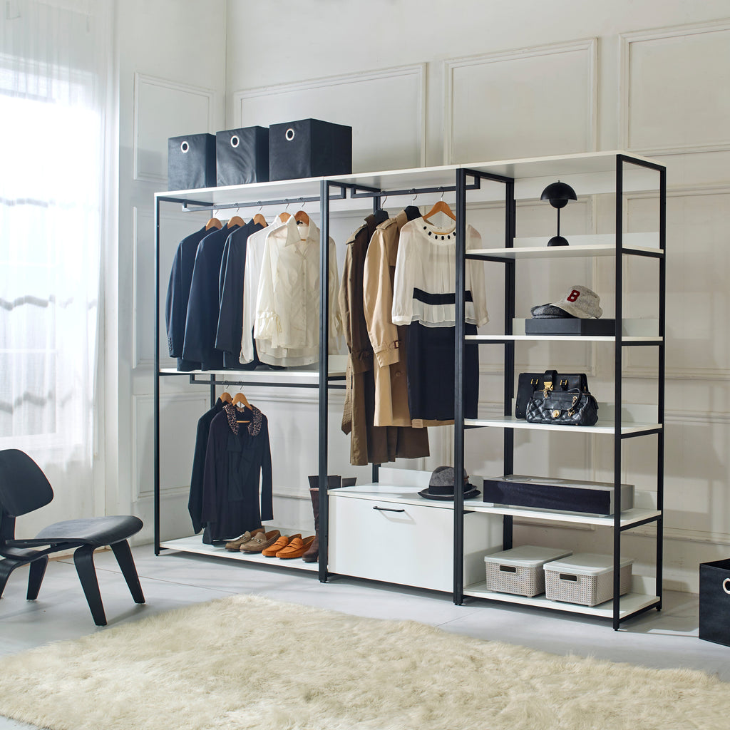 Fiona Wood and Metal Walk-in Closet with Five Shelves