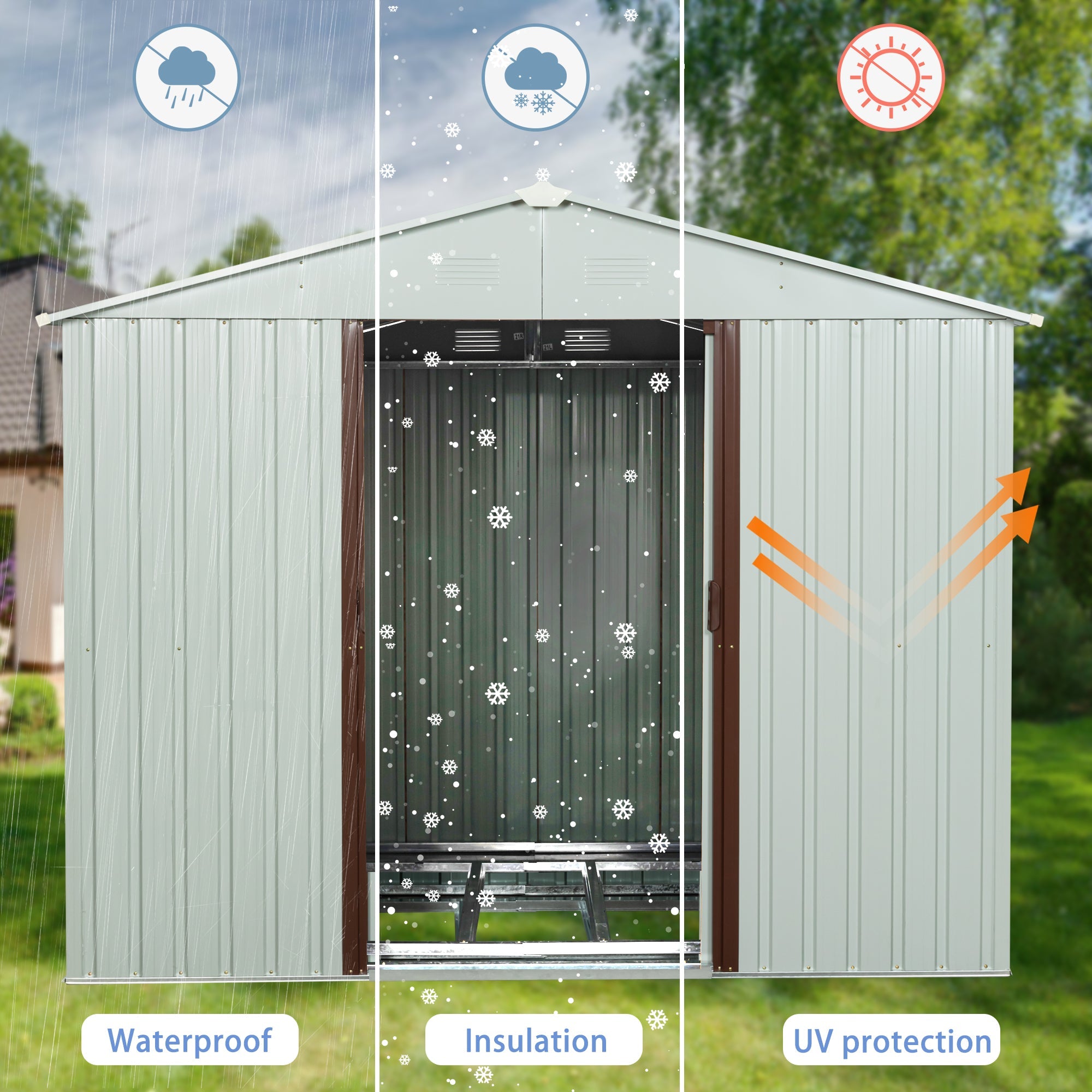 6ft x 5ft Outdoor Metal Storage Shed with Metal Foundation