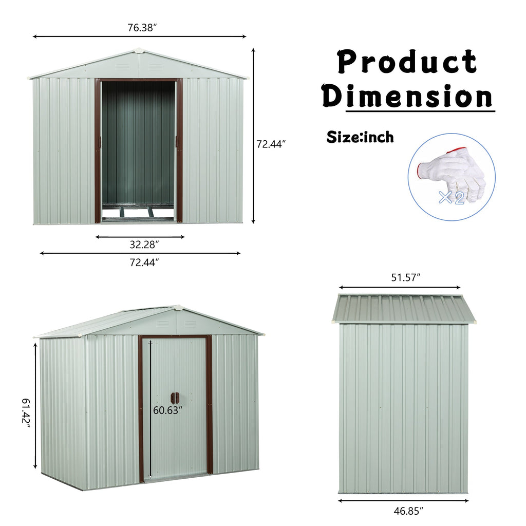 6ft x 5ft Outdoor Metal Storage Shed with Metal Foundation
