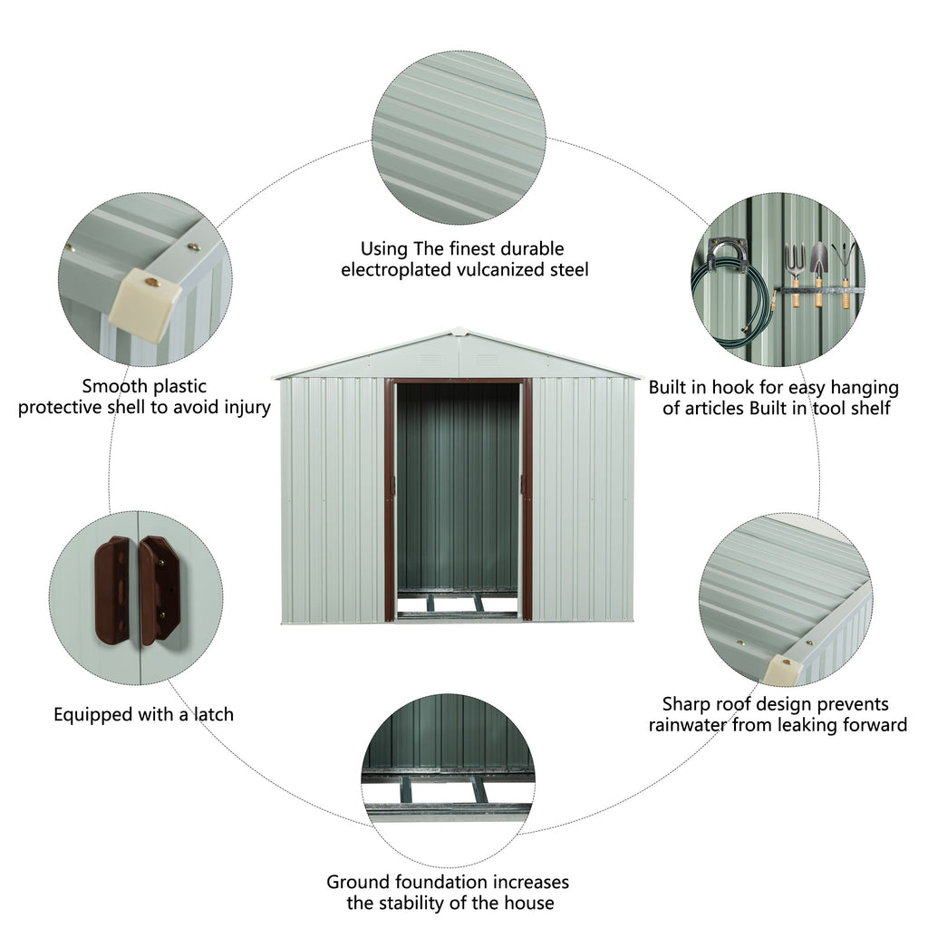 6ft x 5ft Outdoor Metal Storage Shed with Metal Foundation