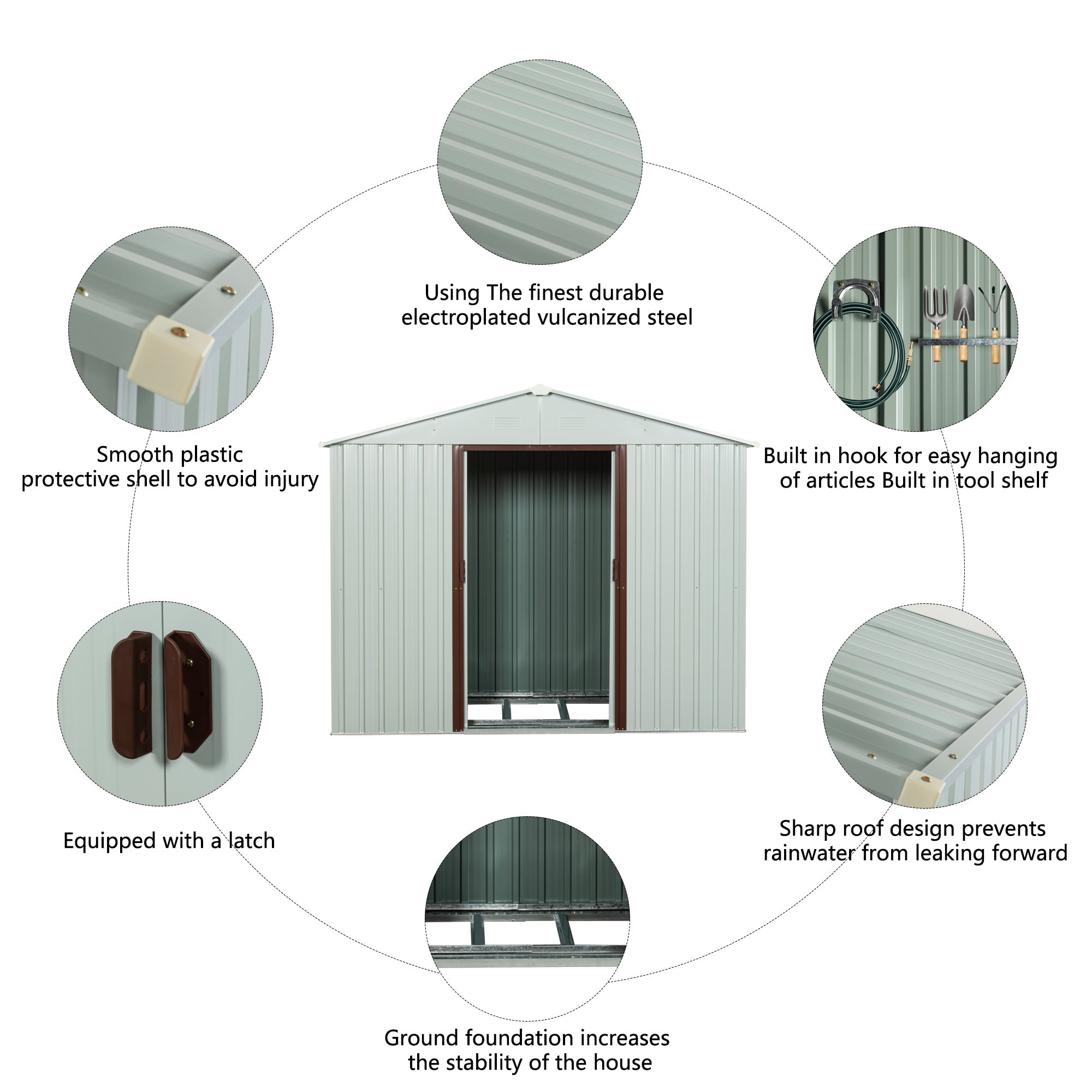 6ft x 5ft Outdoor Metal Storage Shed with Metal Foundation