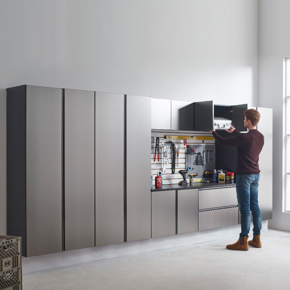 Nova Series Wood Wall Mounted Garage Cabinet in Metallic
