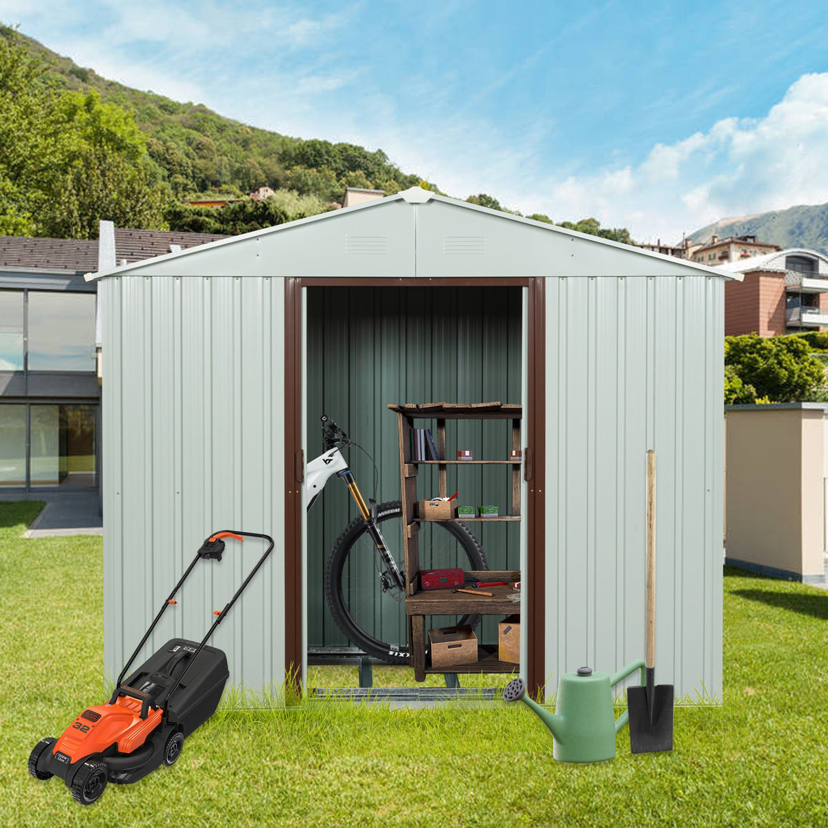 6ft x 5ft Outdoor Metal Storage Shed with Metal Foundation