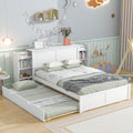 Full Size Storage Platform Bed with Pull Out Shelves and Twin Size Trundle