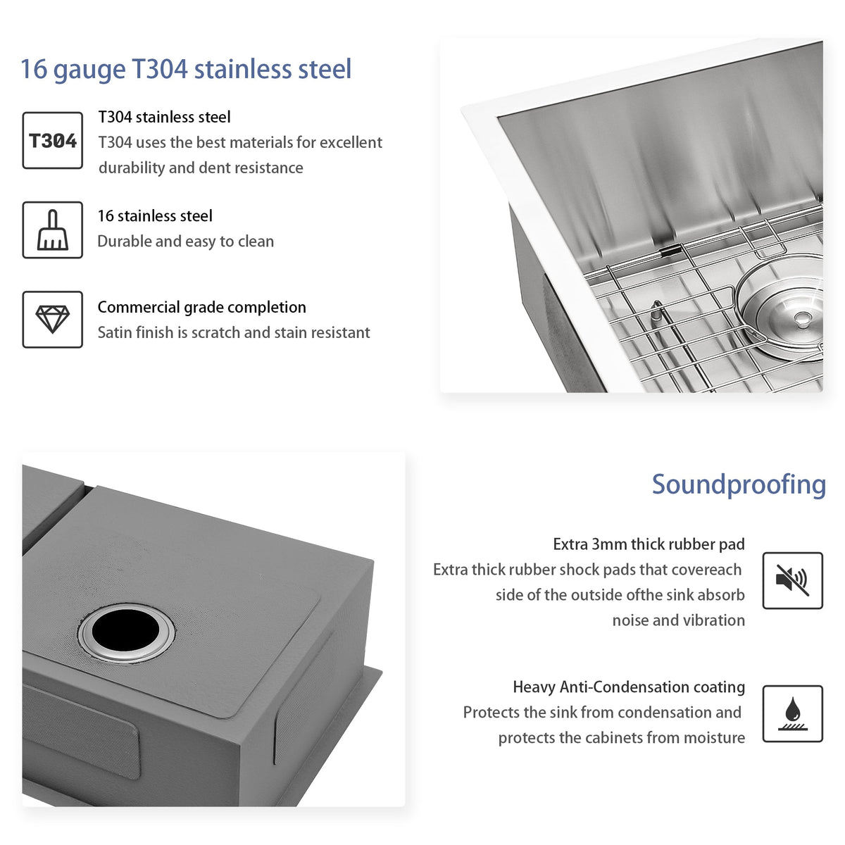16 Gauge Stainless Steel Undermount Double Bowl Kitchen Sink