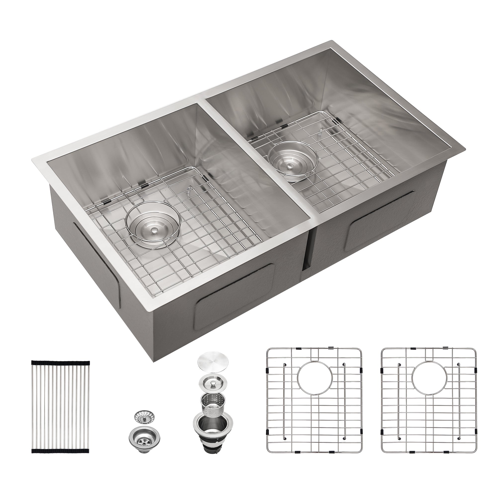 Undermount Double Bowl Kitchen Sink (50/50) in 16 Gauge Stainless Steel