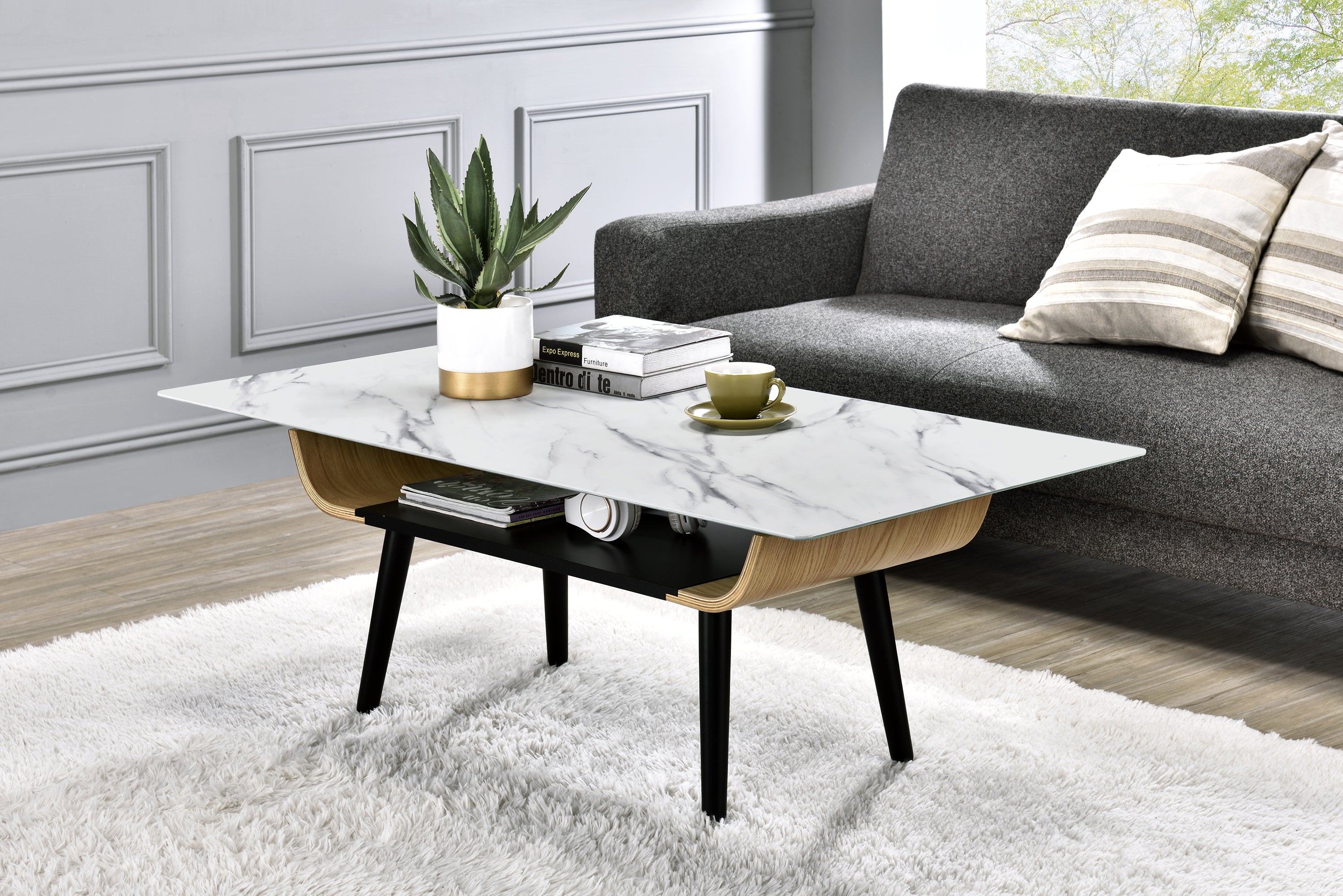 Landon 47" Coffee Table with Glass