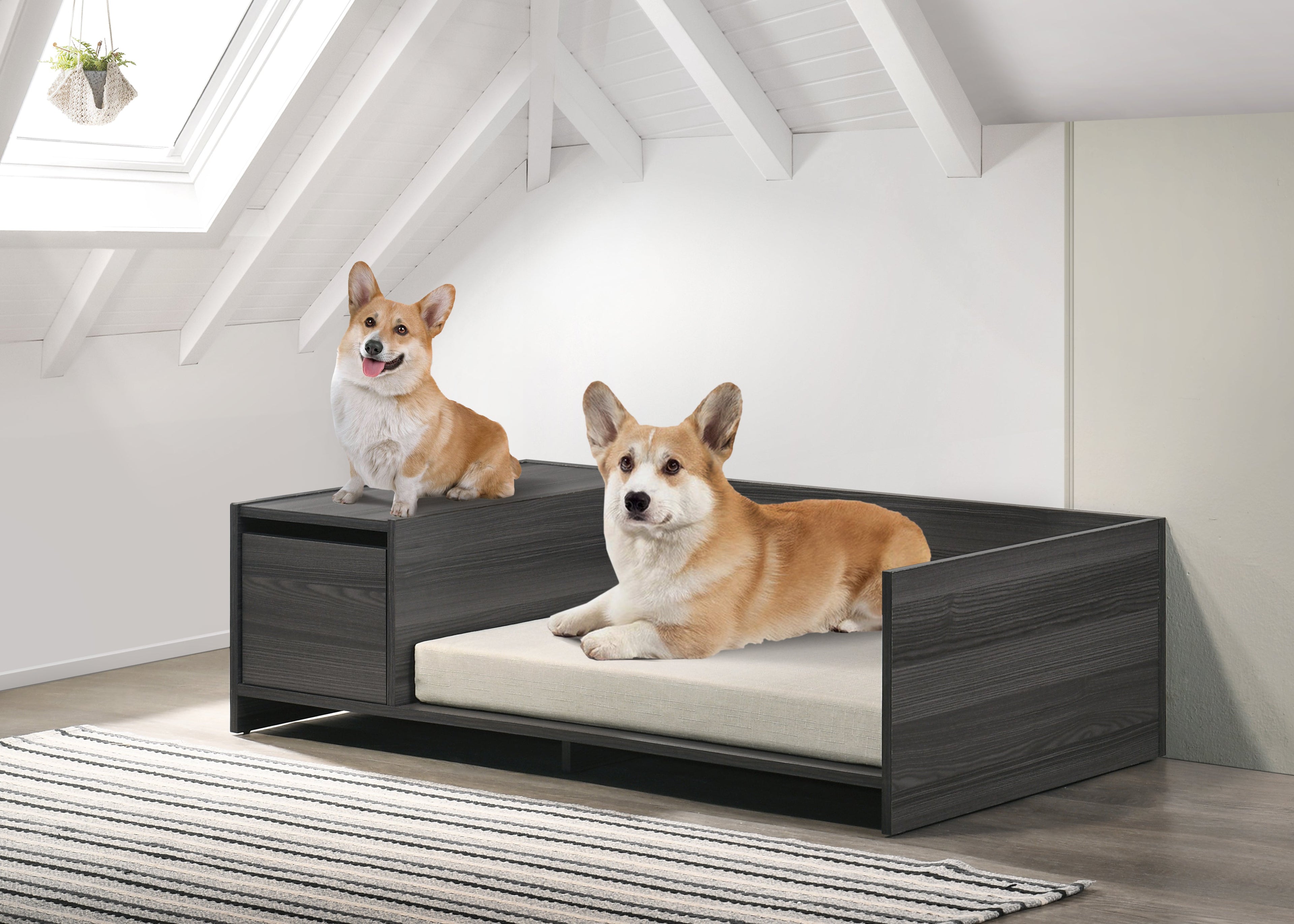 Esme Ash Pet Bed with Side Storage
