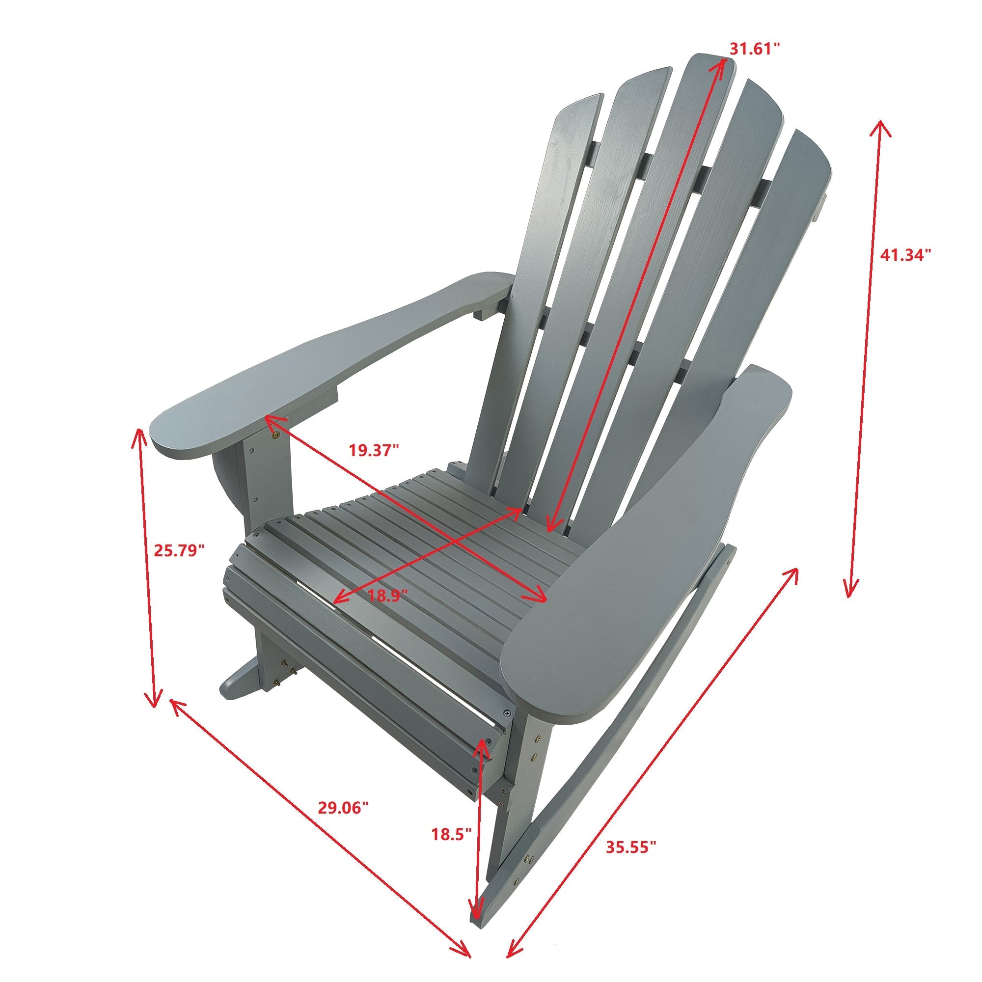 Reclining Wooden Outdoor Rocking Adirondack Chair