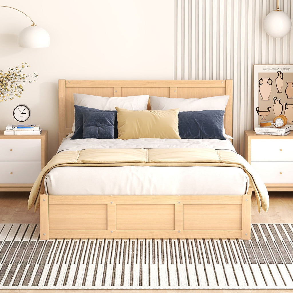 Full Size Wood Platform Bed with Underneath Storage and 2 Drawers