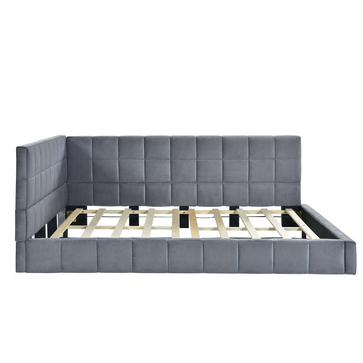 Full Size Upholstered Daybed/Sofa Bed Frame - Gray Velvet