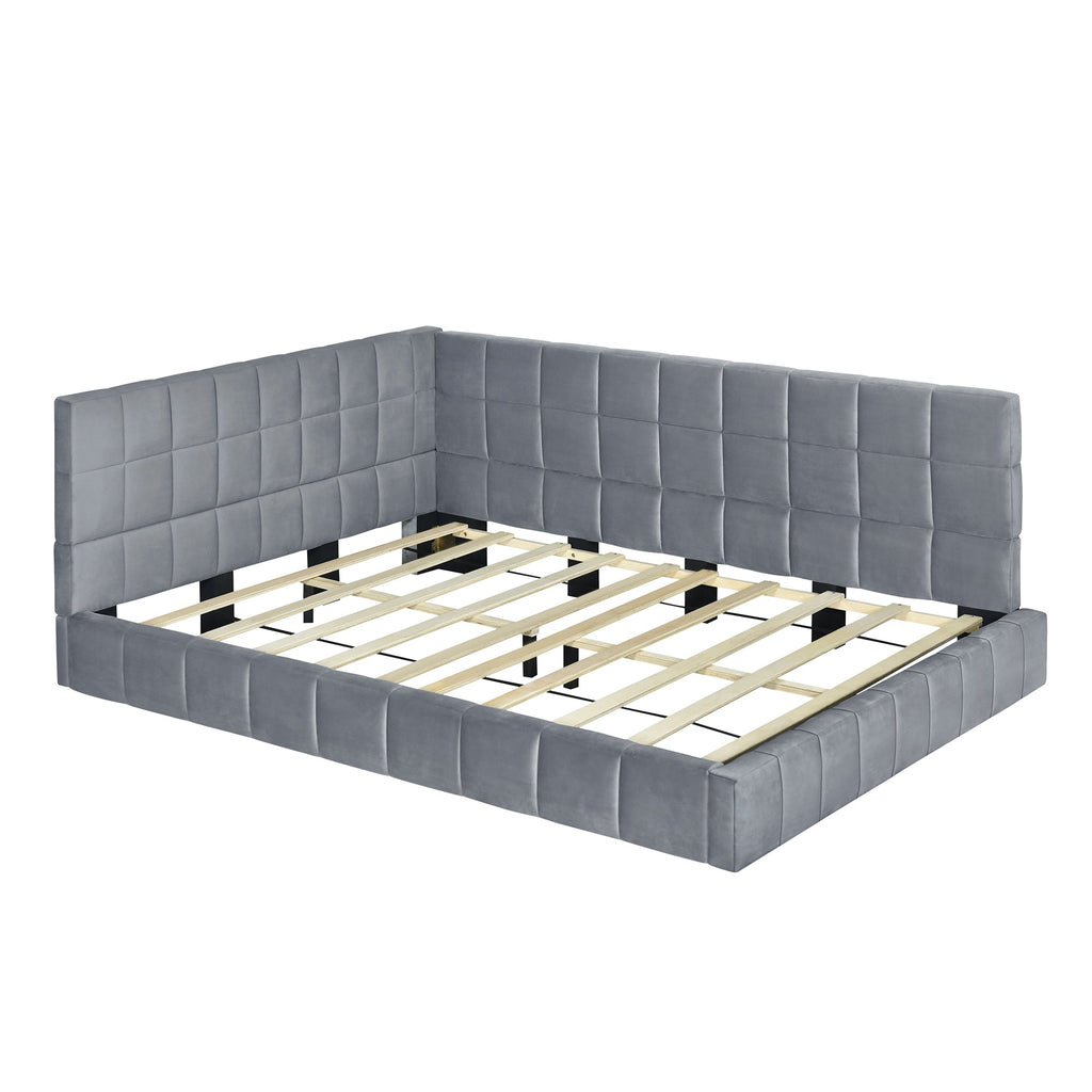 Full Size Upholstered Daybed/Sofa Bed Frame - Gray Velvet