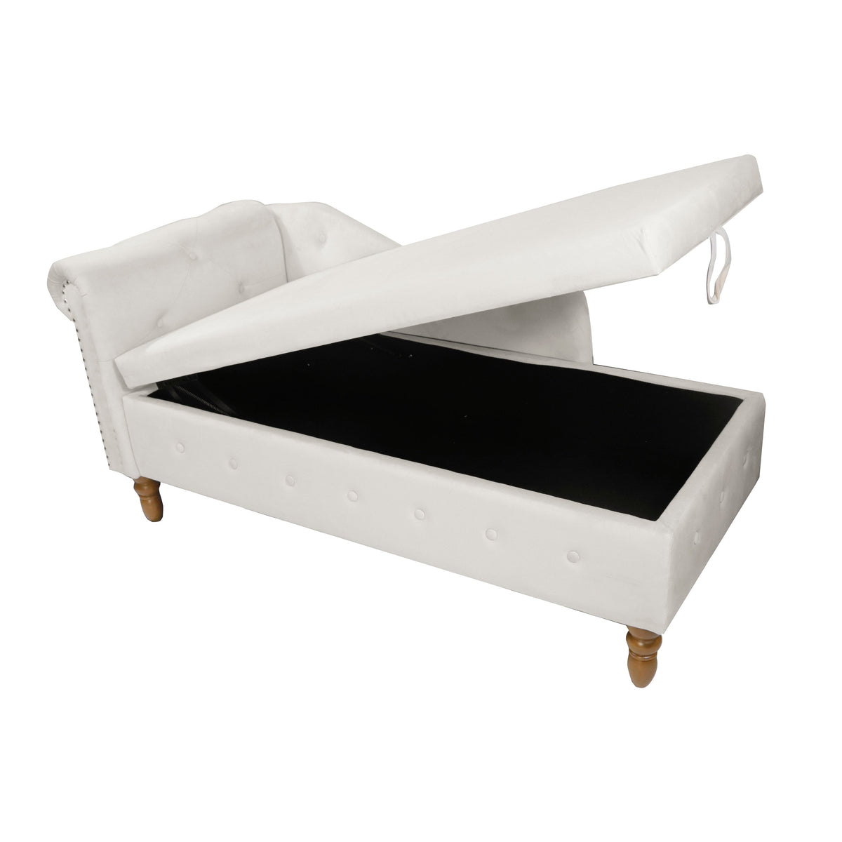 Beige Chaise Lounge Indoor Velvet Lounge Chair with Storage