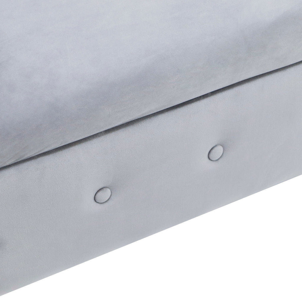 Grey Velvet Chaise Lounge with Storage
