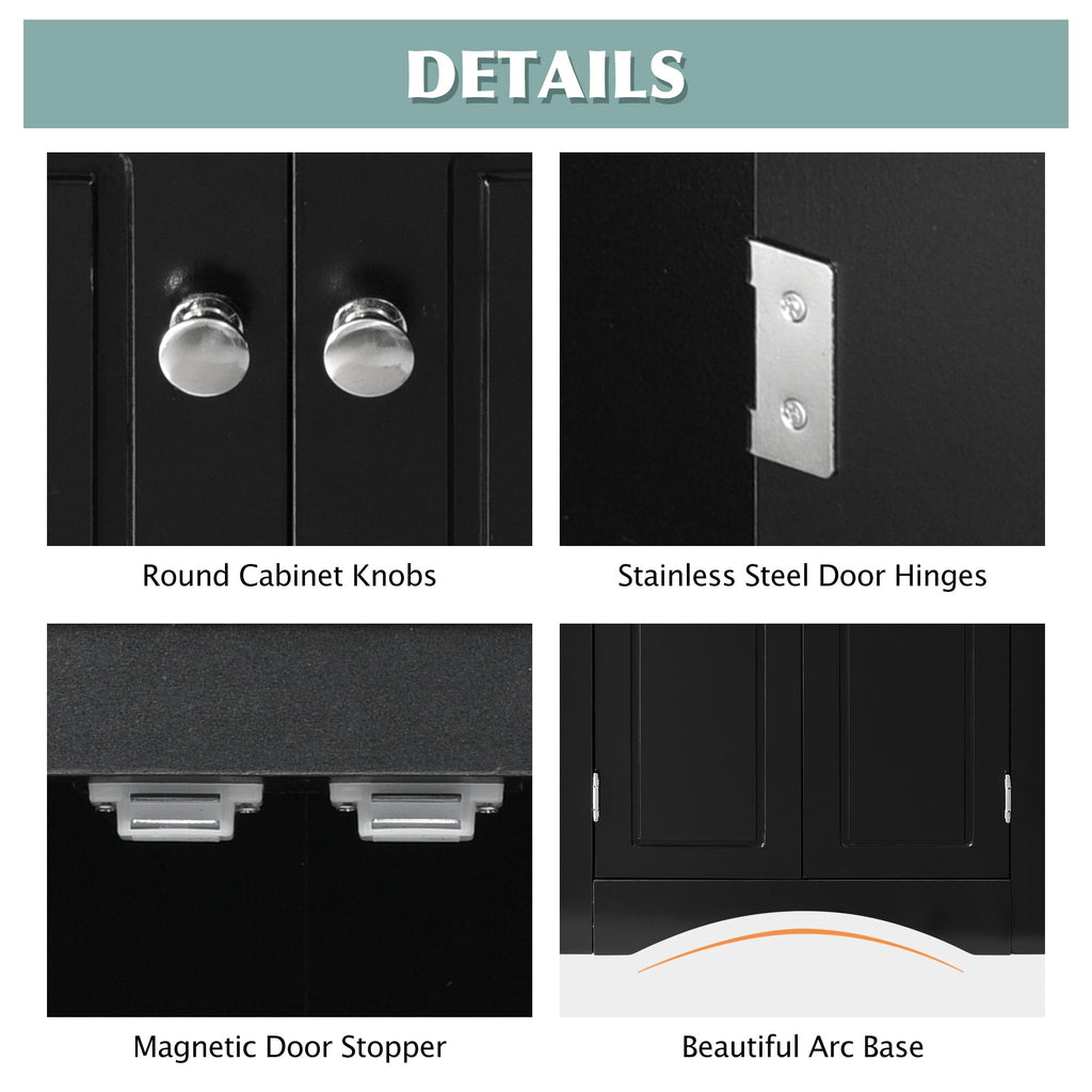 Black Triangle Bathroom Storage Cabinet with Adjustable Shelves