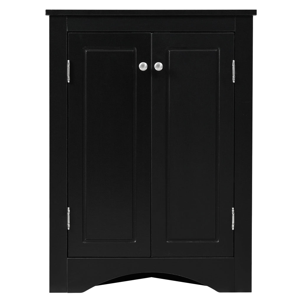Black Triangle Bathroom Storage Cabinet with Adjustable Shelves