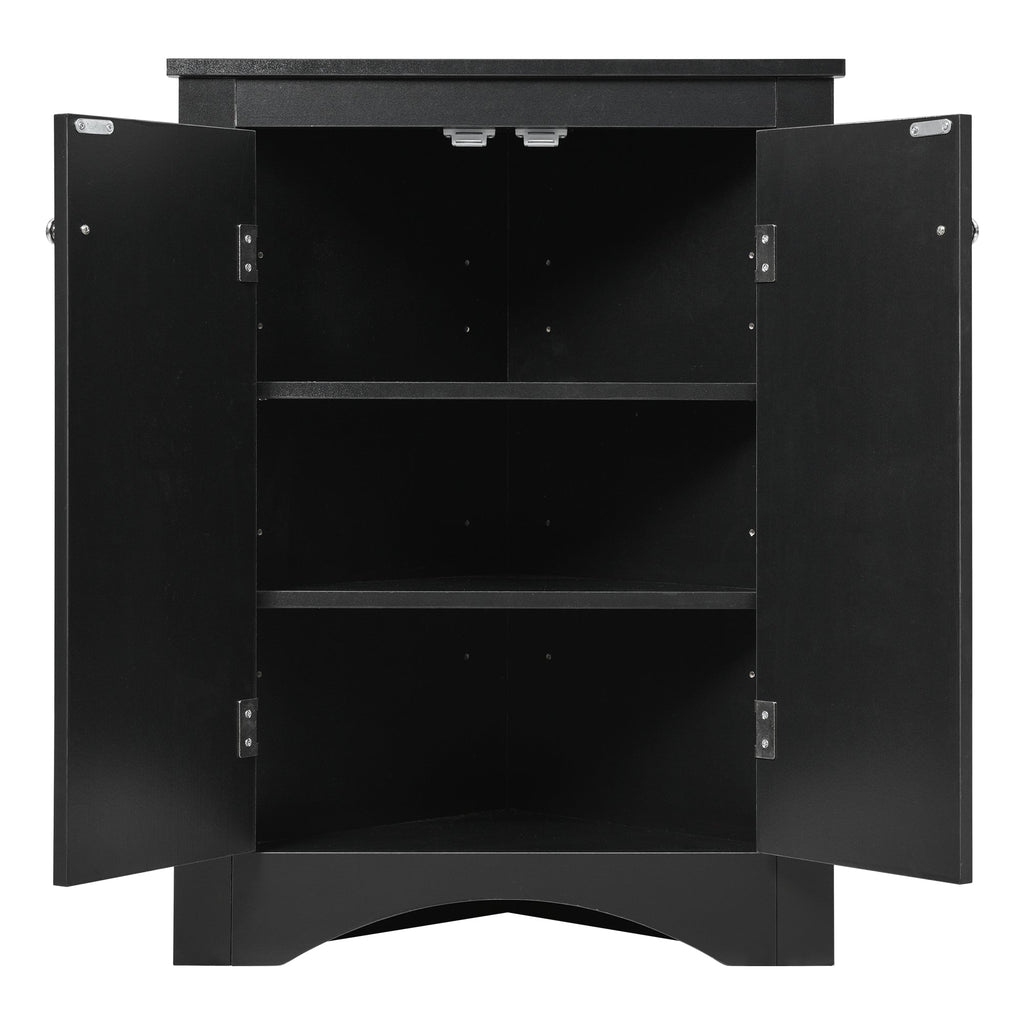 Black Triangle Bathroom Storage Cabinet with Adjustable Shelves