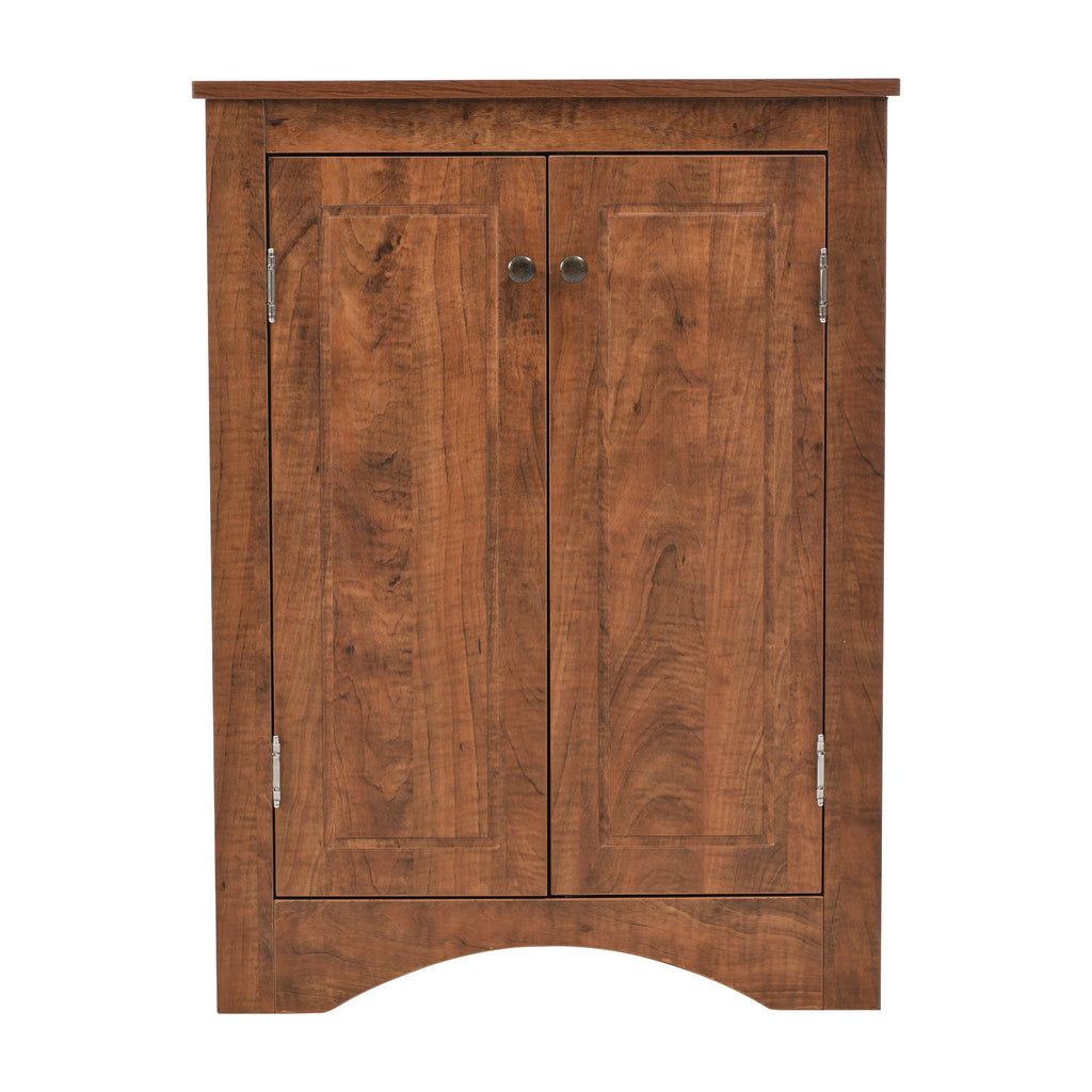 Brown Triangle Bathroom Storage Cabinet with Adjustable Shelves