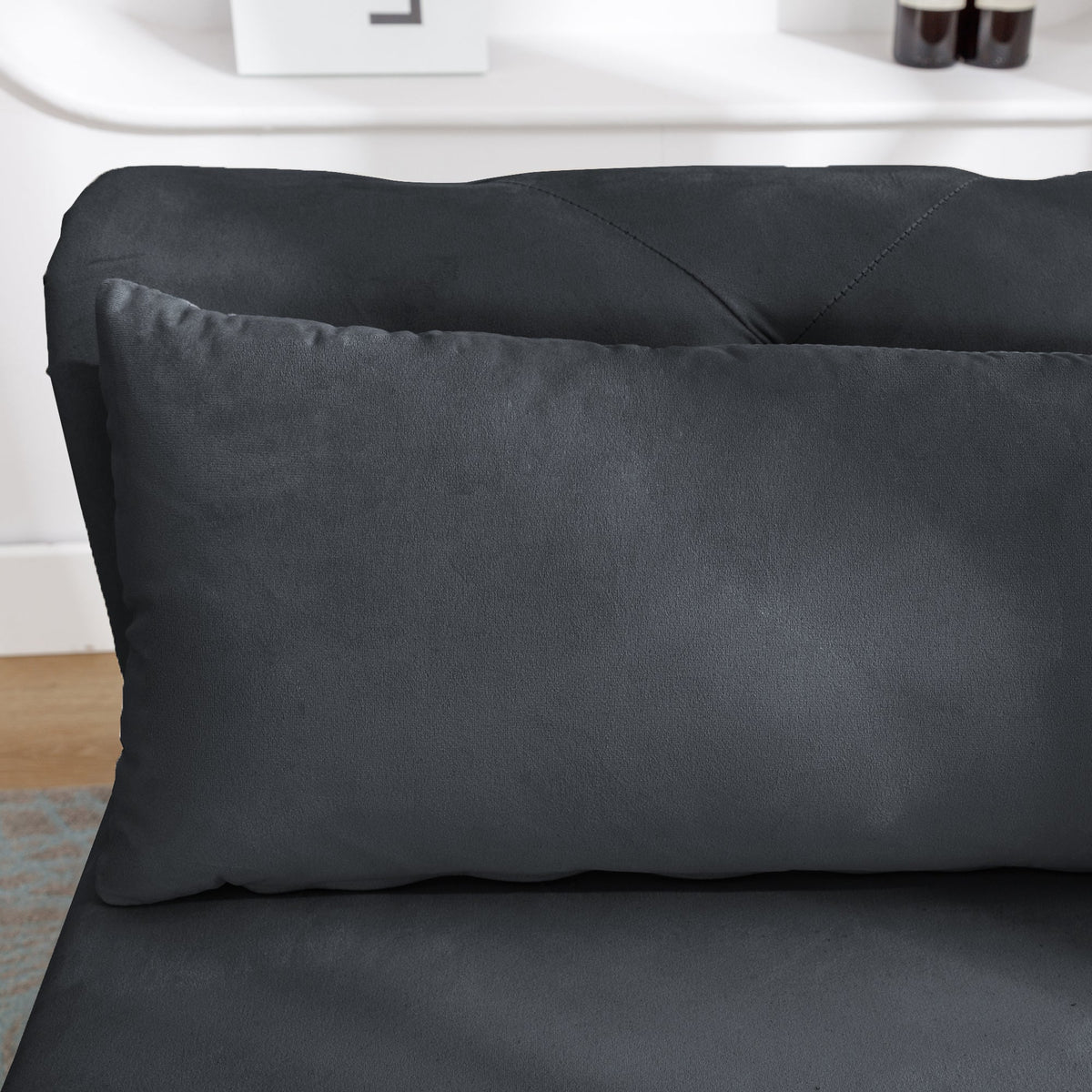 Black Chaise Lounge Indoor with Storage & Pillow