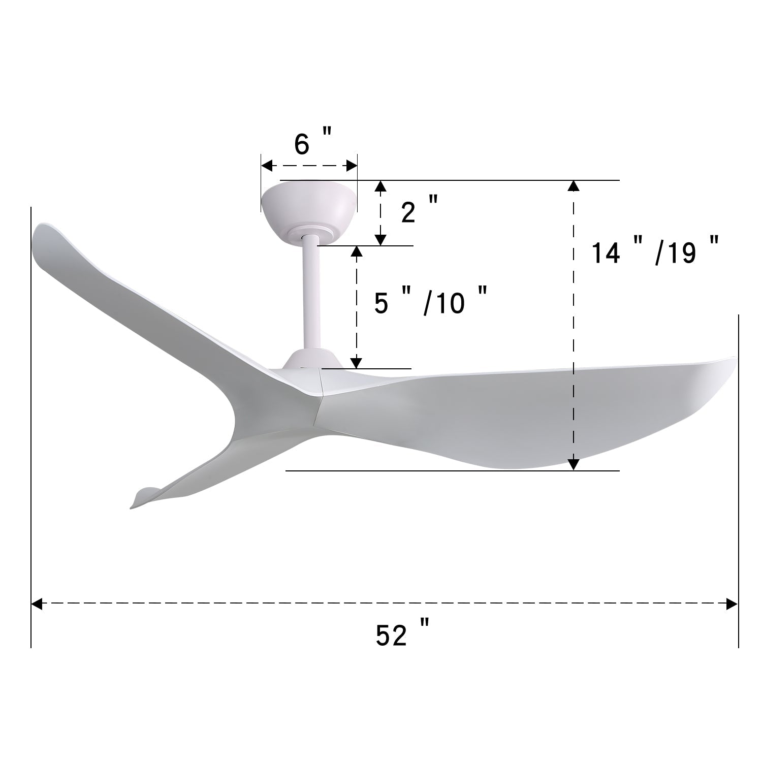 52 Inch Indoor Ceiling Fan With 6 Speed Remote