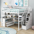 Full Size Loft Bed with Desk and Shelves