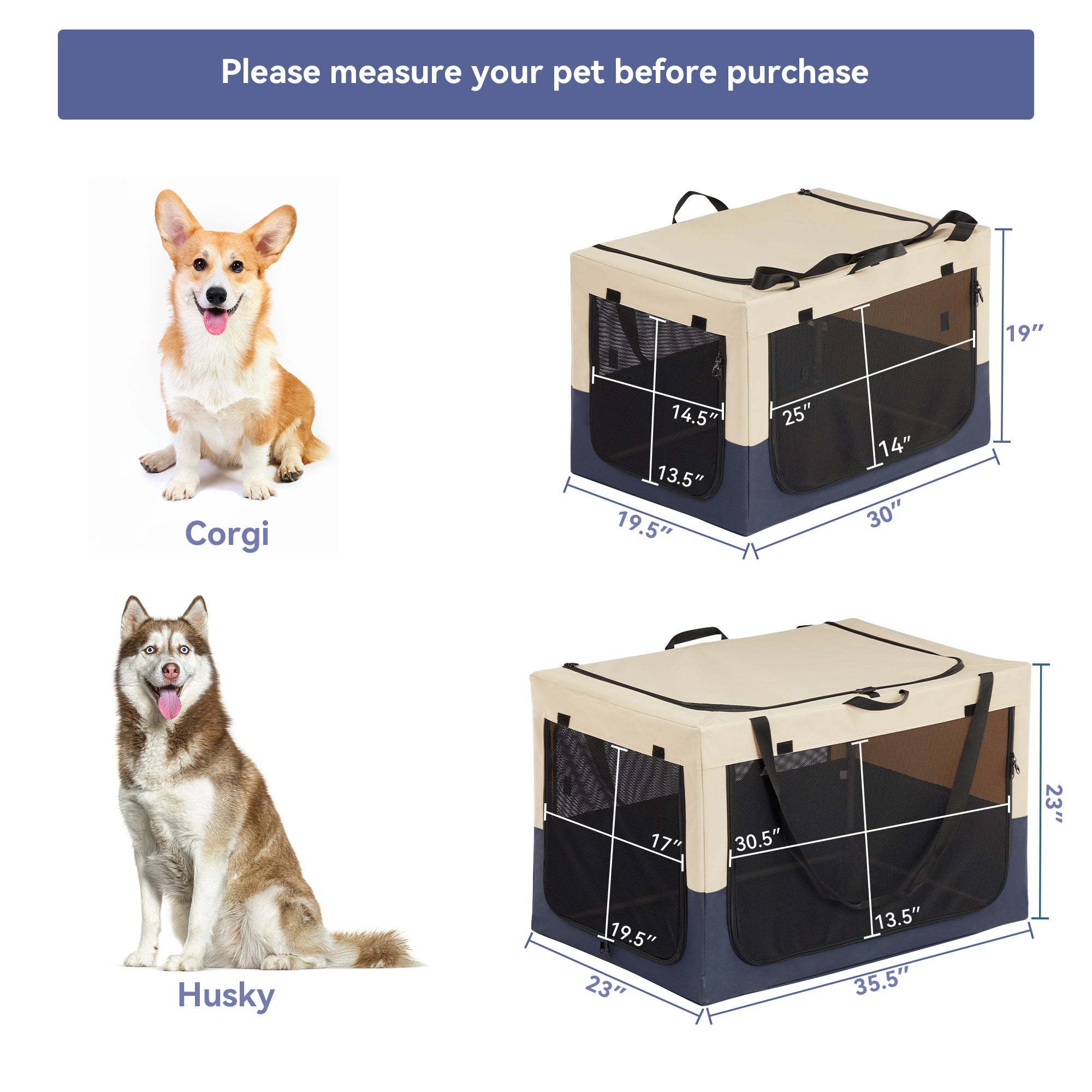 Adjustable Fabric Dog Crate for Dogs