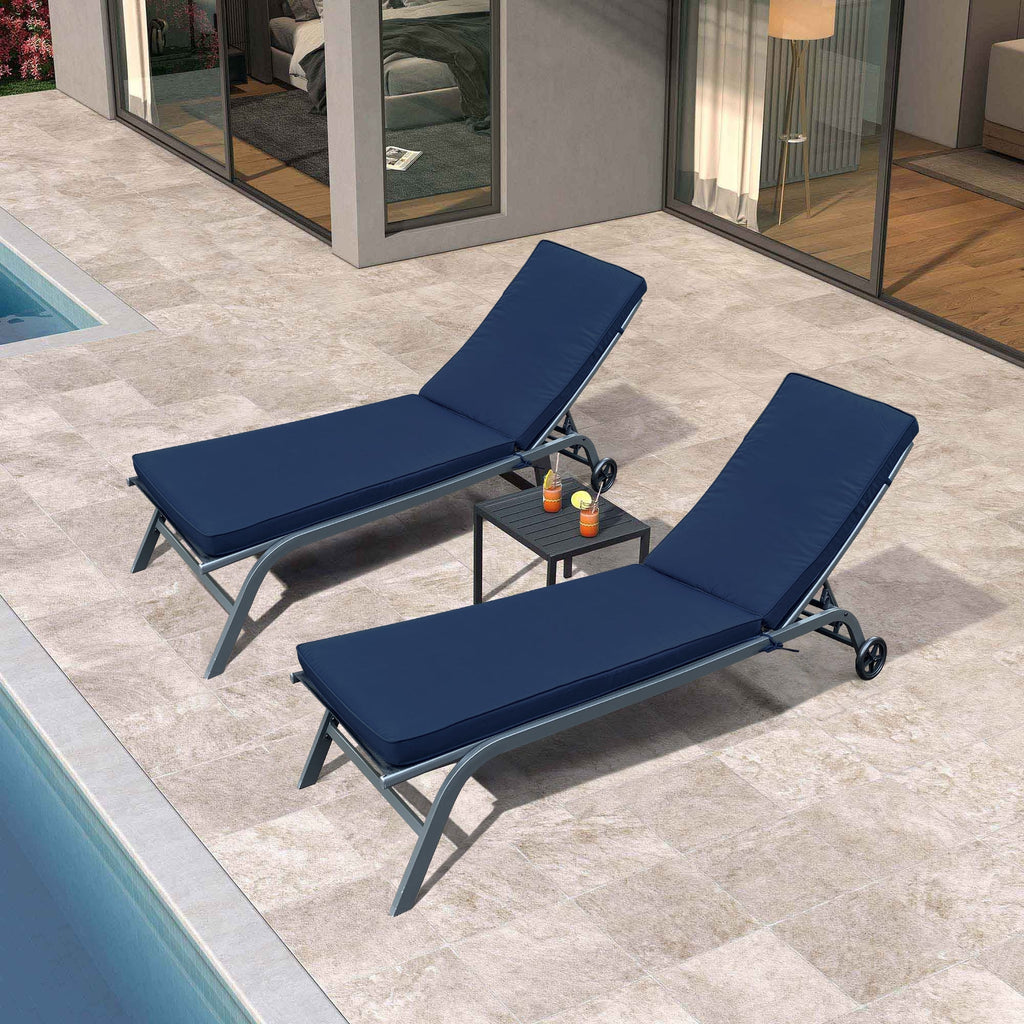 2PCS Set Outdoor Lounge Chair Cushion Replacement - Navy