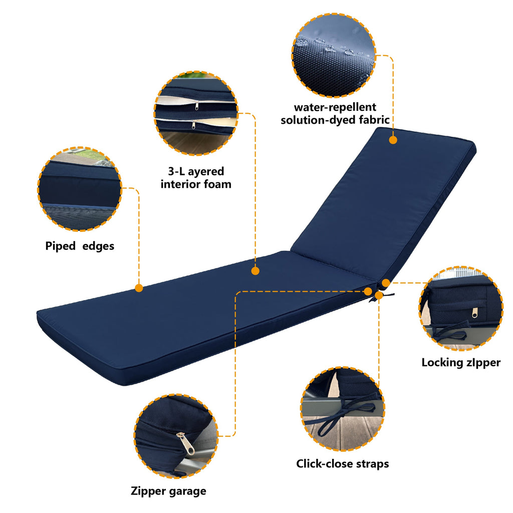 Outdoor Lounge Chair Cushion Replacement - Navy