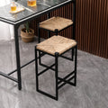 Set of 2 Water Hyacinth Woven Bar Stools for Kitchen Counter