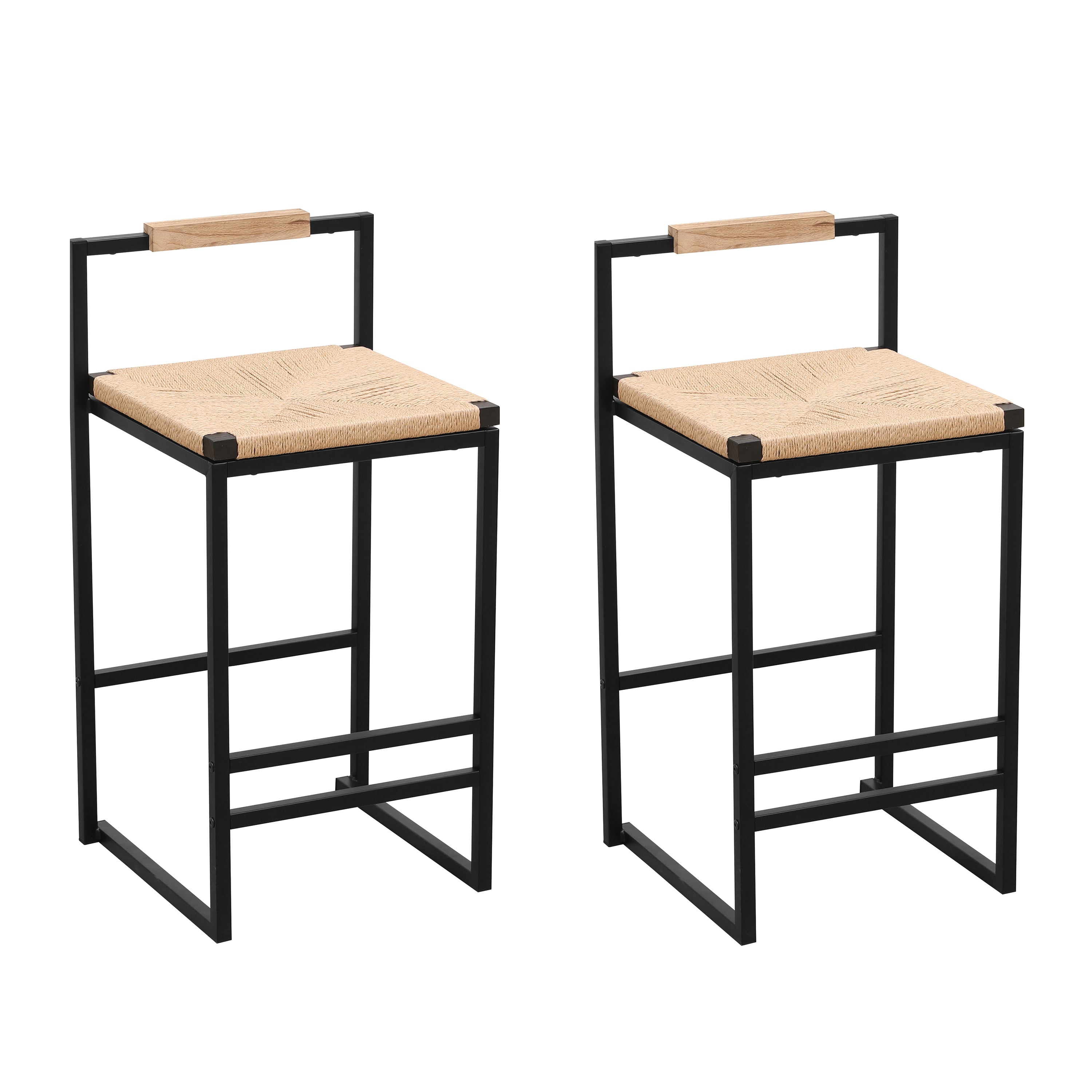 Set of 2 Bar Stools with Back