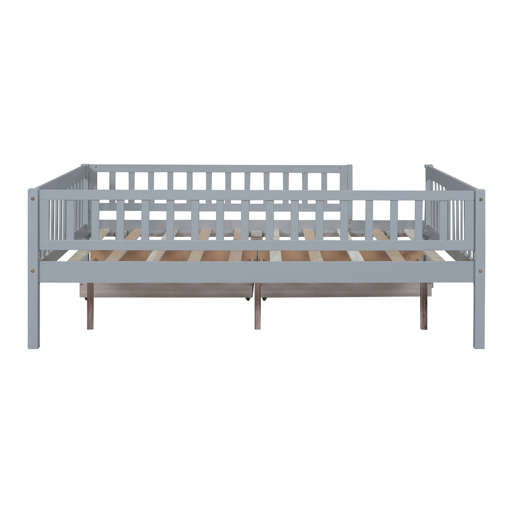 Full Size Daybed Wood Bed with Two Drawers