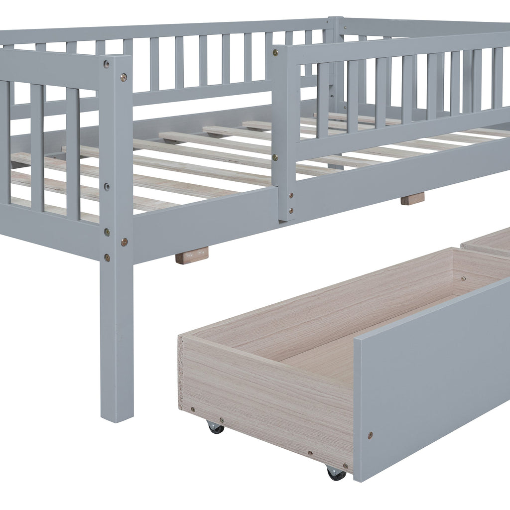 Twin Size Daybed Wood Bed with Two Drawers
