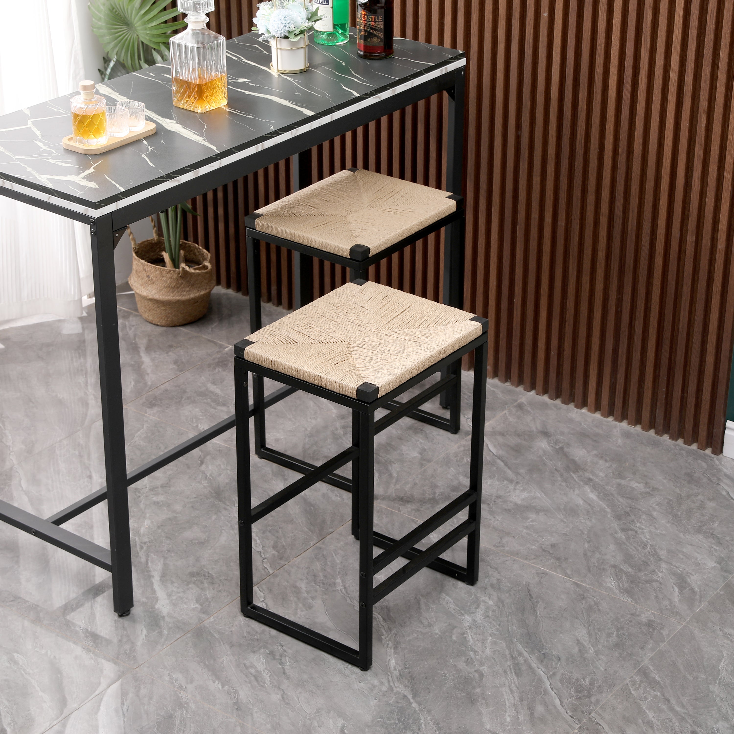 Set of 2 Backless Bar Stools for Kitchen Counter