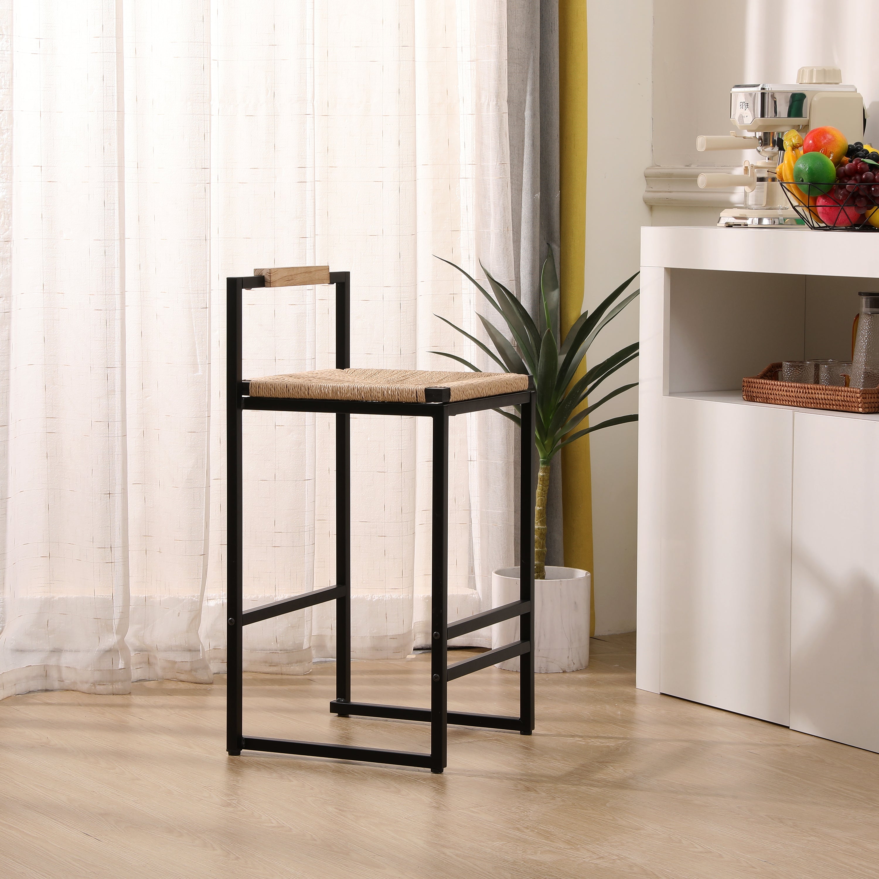 Set of 2 Bar Stools with Back