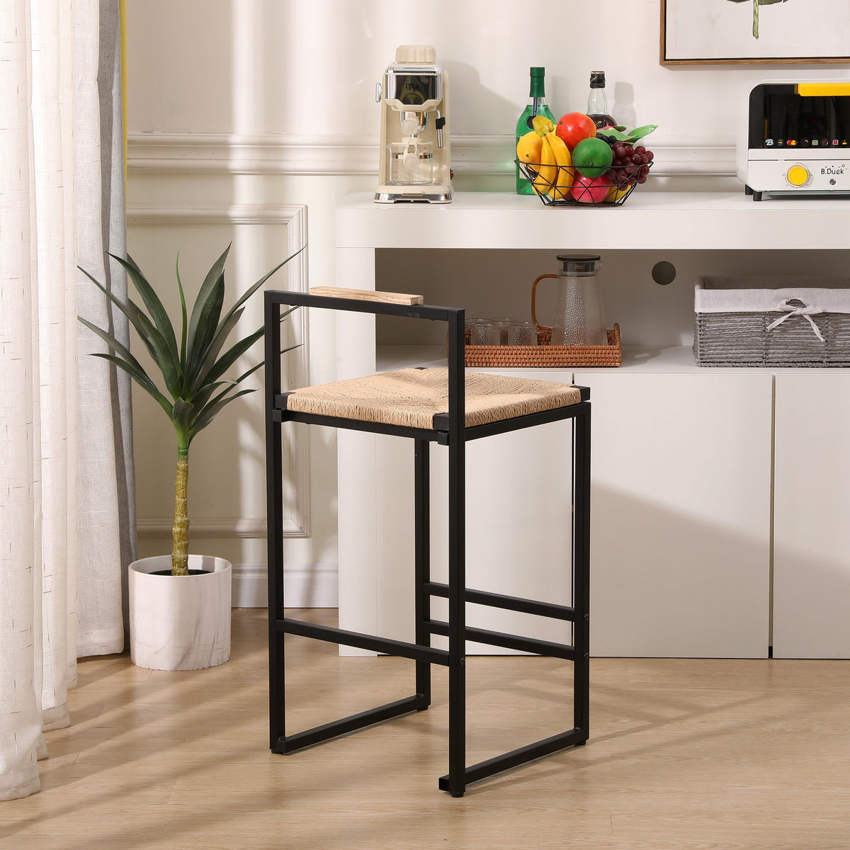 Set of 2 Bar Stools with Back