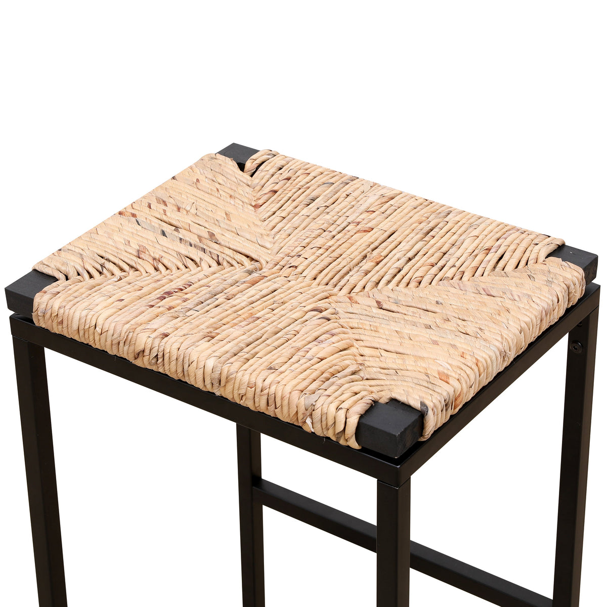 Set of 2 Water Hyacinth Woven Bar Stools for Kitchen Counter