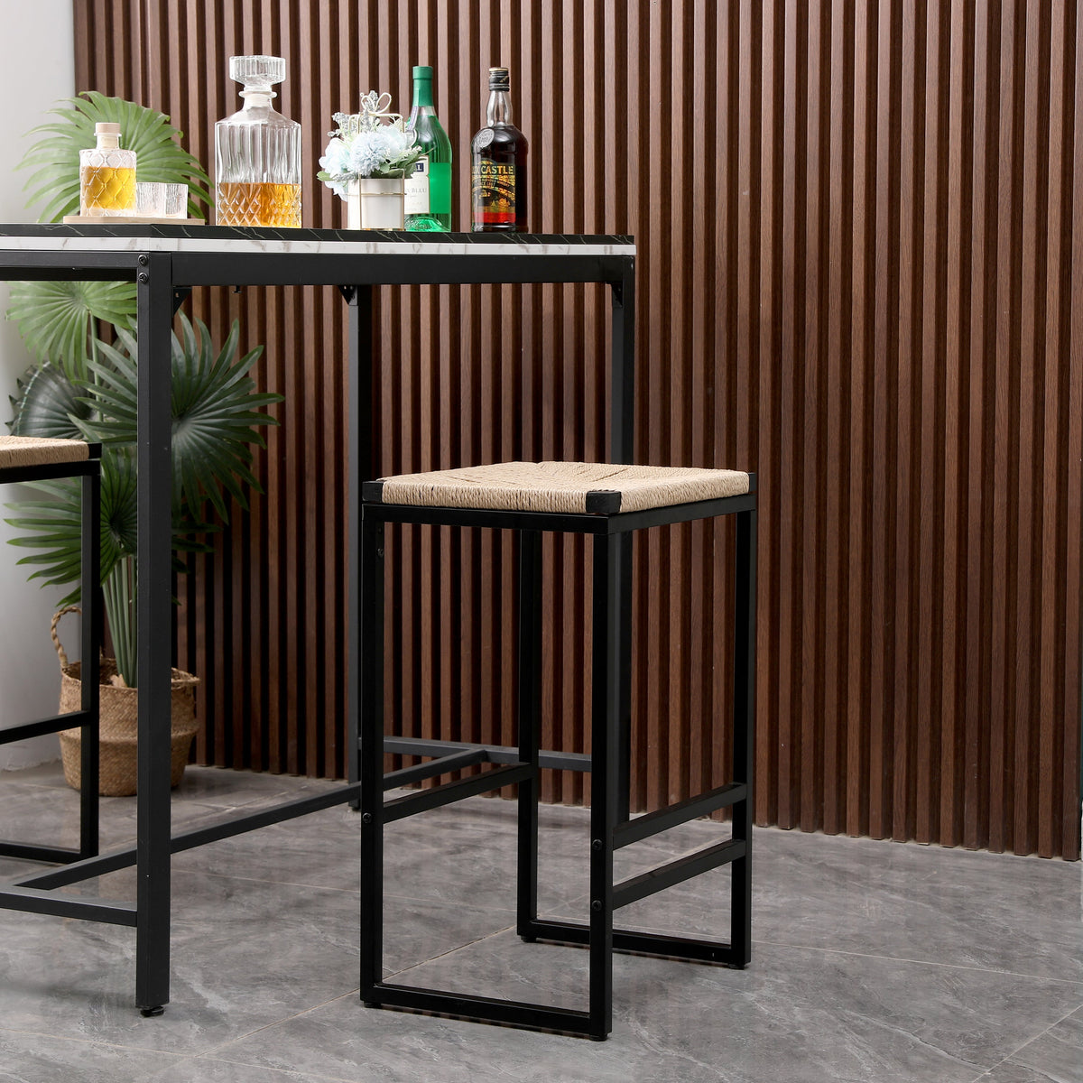 Set of 2 Backless Bar Stools for Kitchen Counter