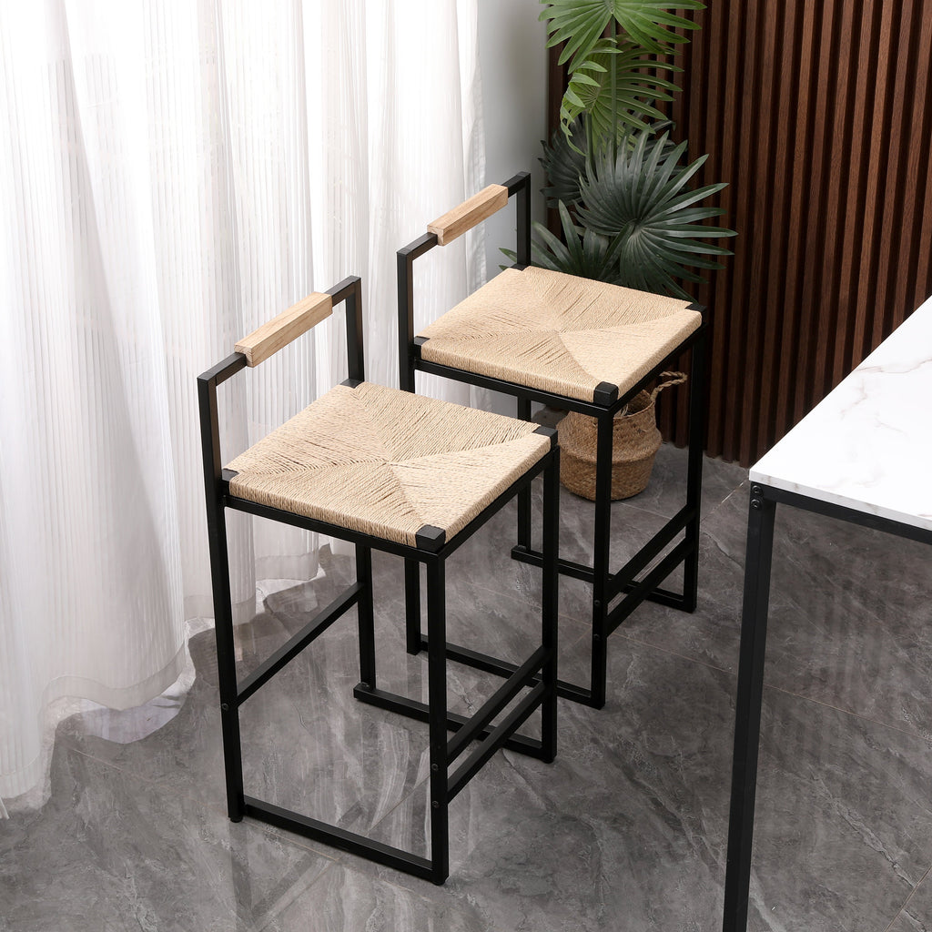Set of 2 Bar Stools with Back