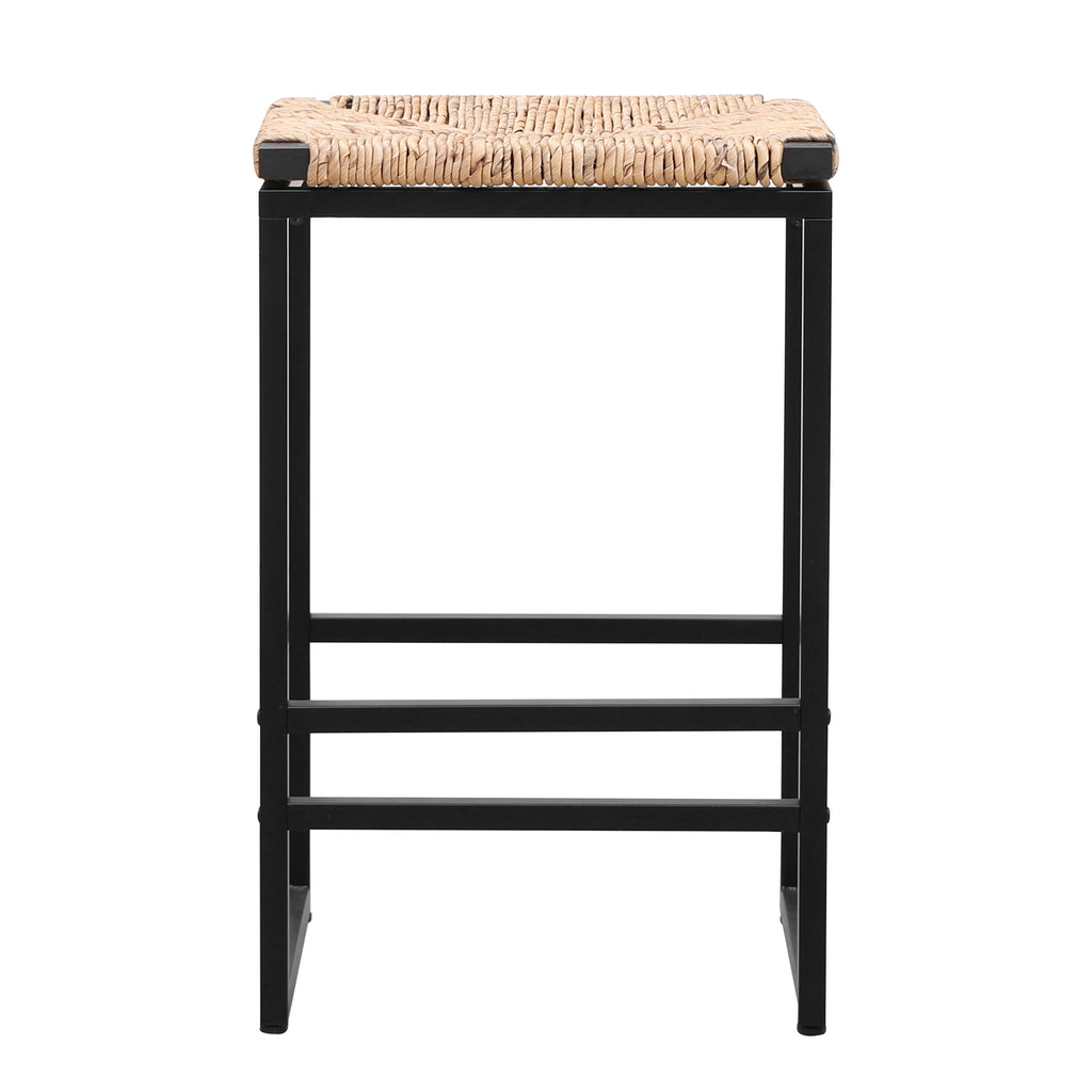 Set of 2 Water Hyacinth Woven Bar Stools for Kitchen Counter
