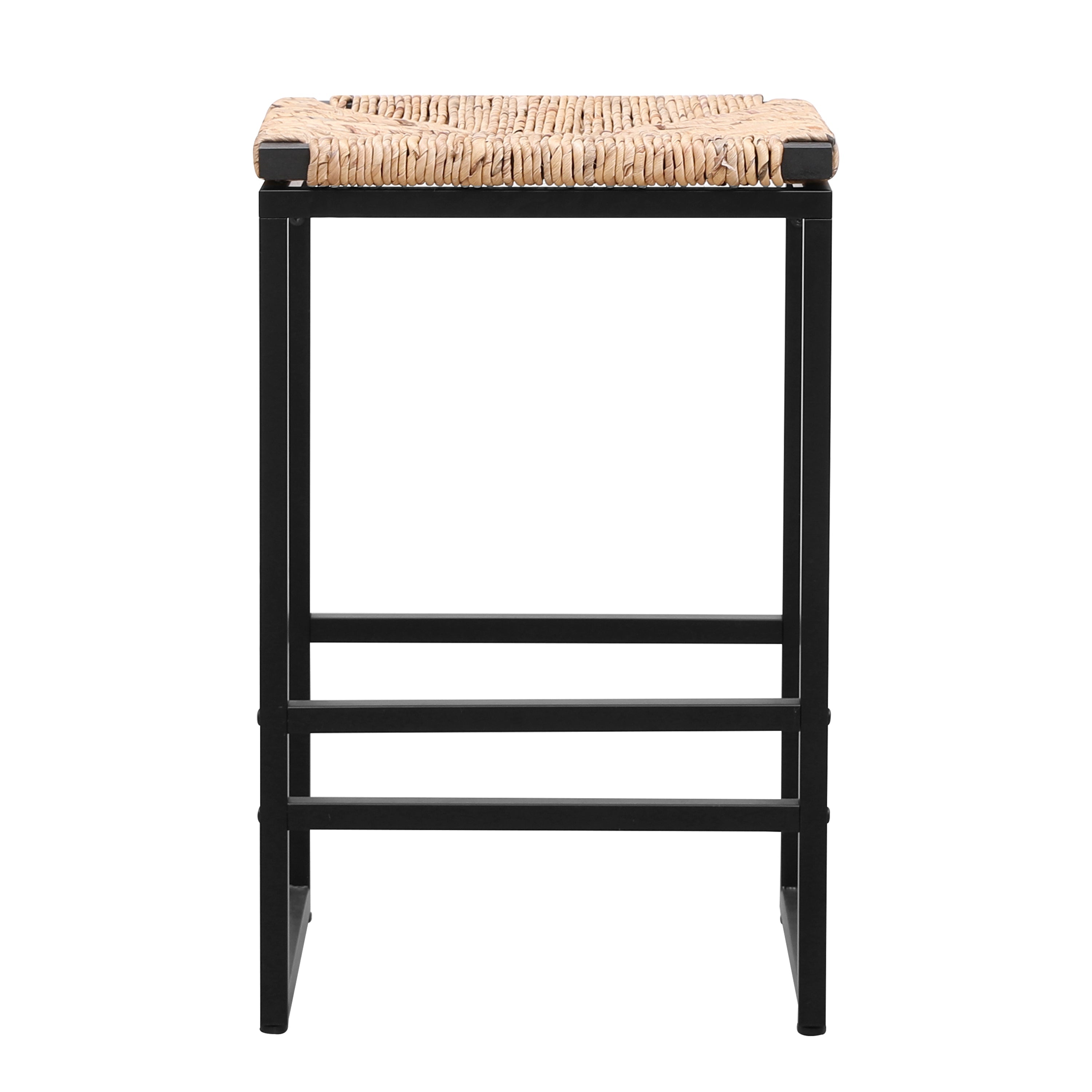 Set of 2 Water Hyacinth Woven Bar Stools for Kitchen Counter